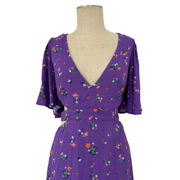 AFRM Revolve Renzo Maxi Dress Cut Out Floral Purple size Small - Picture 5 of 11